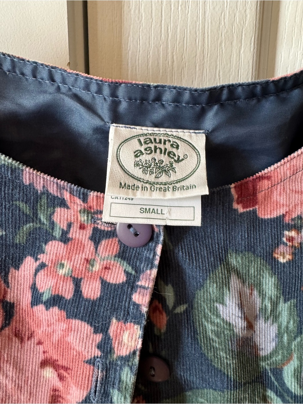 Vintage Laura Ashley jumpsuit floral corduroy blue floral size small - Picture 7 of 11